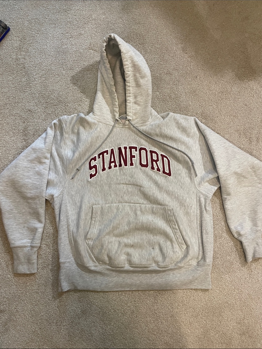Vintage Champion Stanford Light Gray Hoodie.